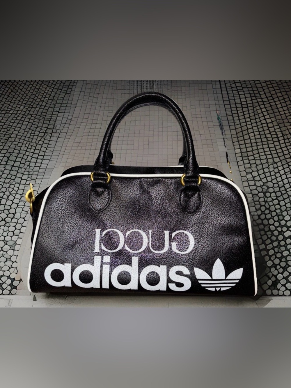 NWOT Gucci x adidas Mini Duffle Bag Black Leather LIMITED EDITION